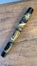 Hamadaya Urushi Lacquer Echizen Nuri Fountain Pen Chinkin Dragon