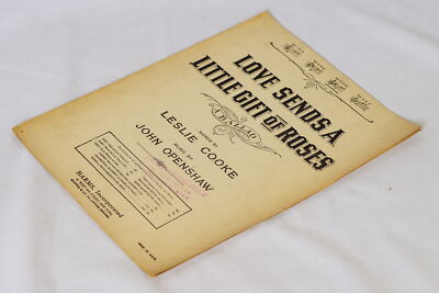 Antique 1919 Sheet Music - Love Sends A Little Gift Od Roses John Openshaw