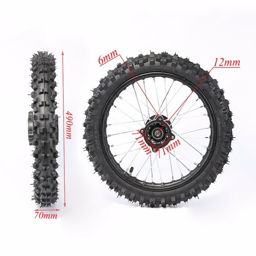 12mm 60/100-14 Front Tire Rim Wheel Brake Disc PitBike SSR Coolster 70/110/125cc - Picture 3 of 7