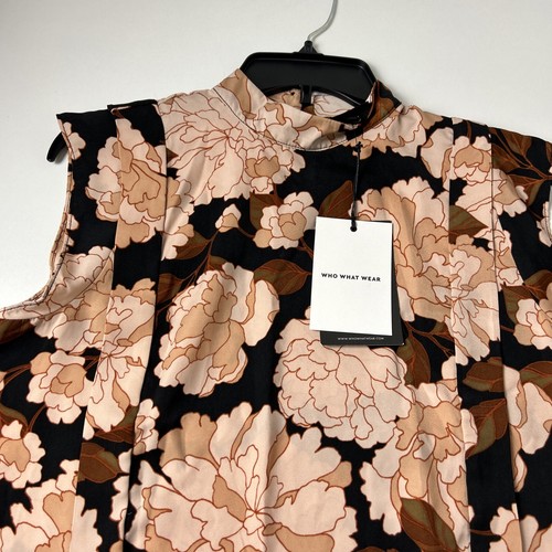 NWT Size Small Sleeveless Floral Mock Neck Blouse Who What Wear - Picture 9 of 11