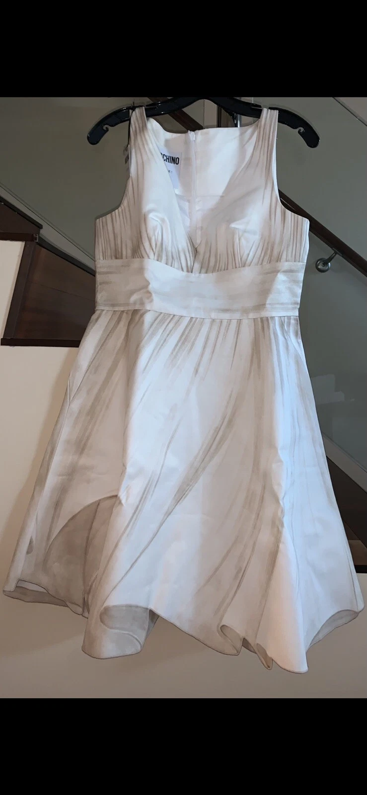 MOSCHINO COUTURE PASSERELLA BAMBOLA DI CARTA BABYDOLL VESTITO beige bianco 08756 taglia 10US 44IT