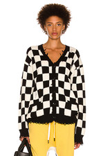 R13 Checkerboard Coton Distressed Boyfriend C...