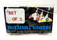 3 NOS Retro Vintage Inflatable Hangers - White w/ Red, Blue,  Yellow Flowers
