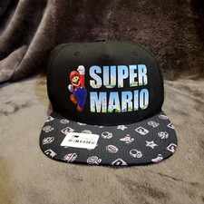Nintendo Super Mario Bros Youth One Size Snapback Hat Cap Black