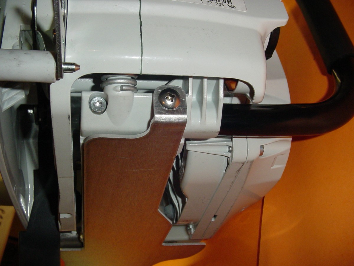 Custom Powder Coated Orange Tank Guard For Stihl MS661 Chainsaw - Made In USA 10 thumbnail image