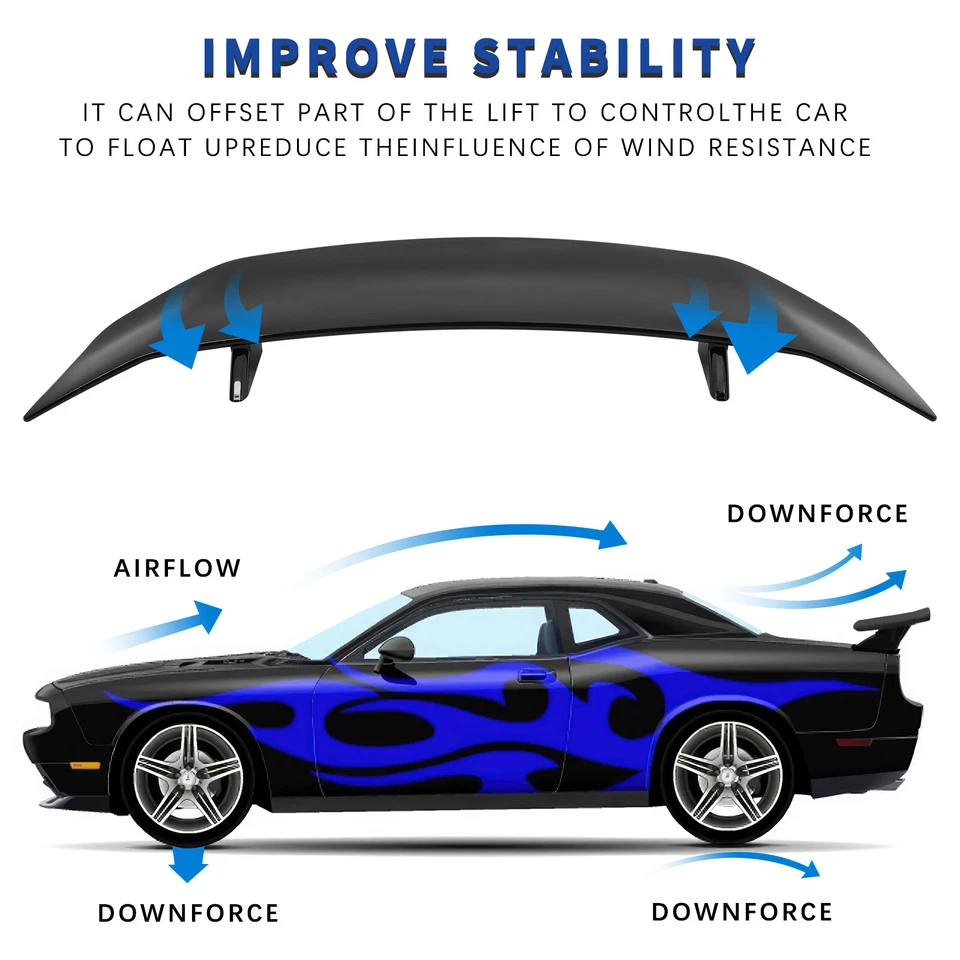 Alerón trasero de carreras estilo GT para maletero de coche brillante 47" sedán Volkswagen Jetta Foto 4 de 4
