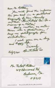 SIGNED ARCHIBALD COX AUTOGRAPHED HAND WRITTEN LETTER - WATERGATE