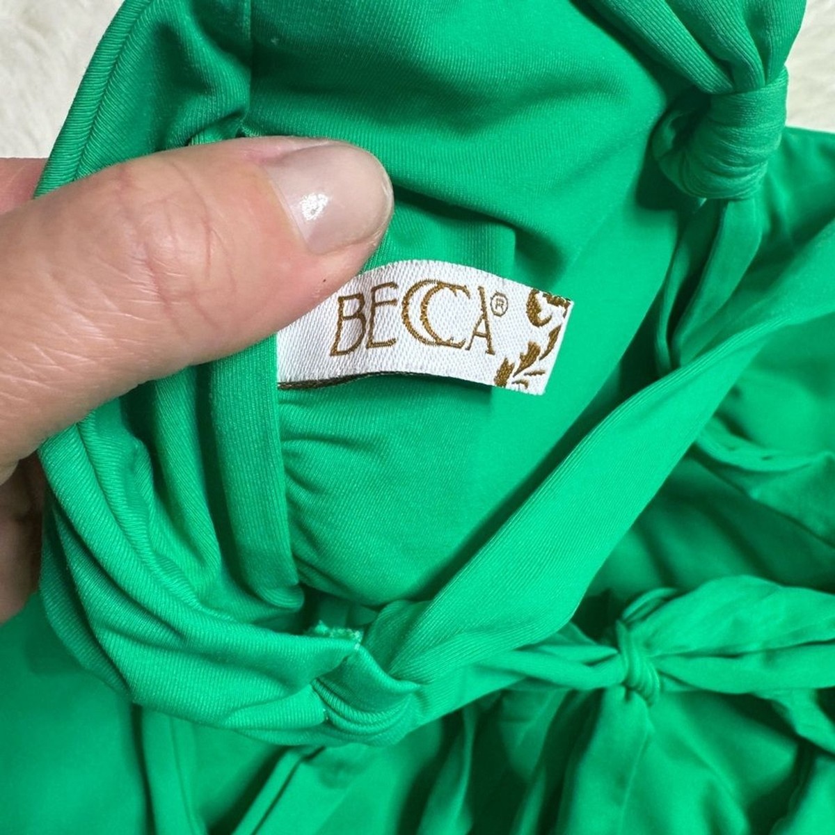 BECCA Baja Mar Bandeau One Piece Swimsuit in Verde Green Small $138 View 6