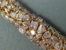 GIA WIDE 24.64CT PINK DIAMOND 18K ROSE GOLD 3D MULTI ROW CLUSTER TENNIS BRACELET