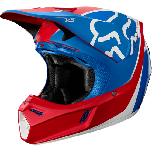 Casco enduro cross supermotard FOX V3 KILA BLUE/RED | eBay