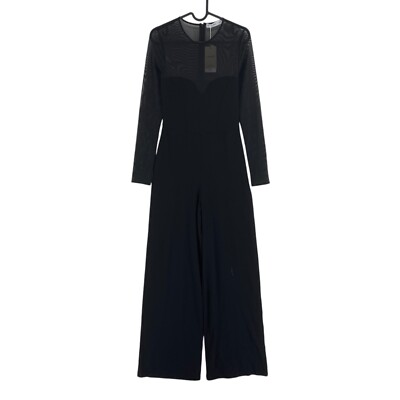 Mango Mng Committed Donna Nero Tulle Pannello Maniche Lunghe Tuta