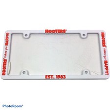 Hooters Makes You Happy License Plate Frame White Plastic New Est. 1983 Auto