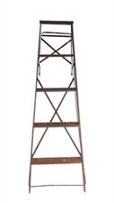 Folding A-Frame Metal Stepladder Quilt Display Rack Shelf Plant Stand 1940s 58"