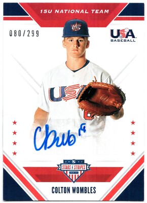 2020 Panini USA Baseball Stars & Stripes COLTON WOMBLES Autograph #080/299