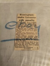 1960/61 Birmingham v Leicester FA Cup Round 5 newspaper HT press report cutting