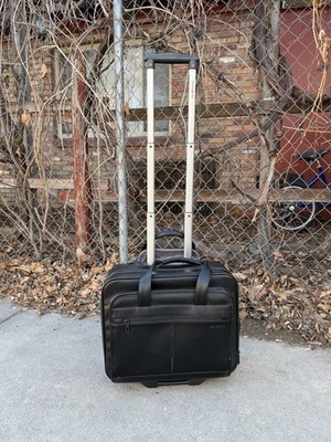 Samsonite Black Rolling Briefcase Laptop Travel Bag Excellent Black Leather