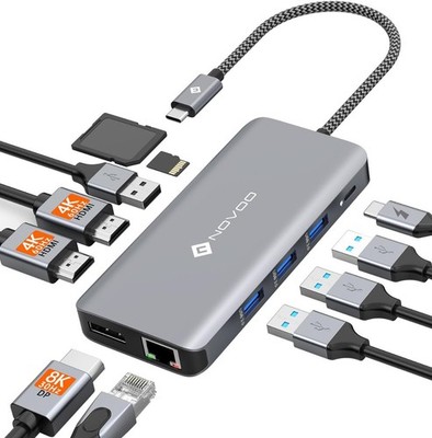 NOVOO USB C Dockingstation 4K Triple Display 2 HDMI 4K 120Hz