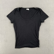 Cotton On Womens Black Ribbed Scoop Neck Short Sleeve T-Shirt Size M