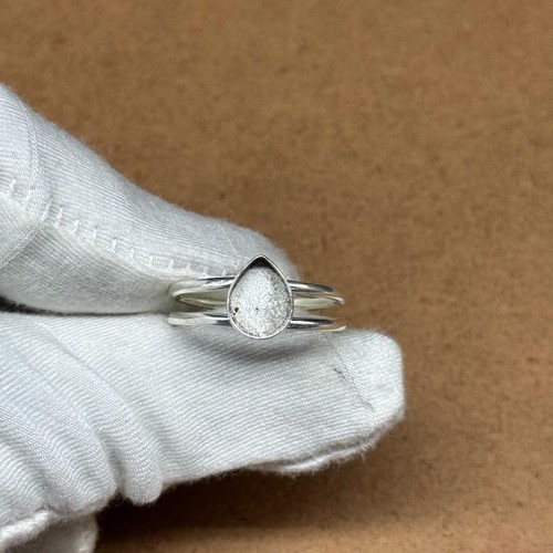 Handmade Pear 8x10mm Cabochon Ring 925 Sterling Silver Bezel Setting