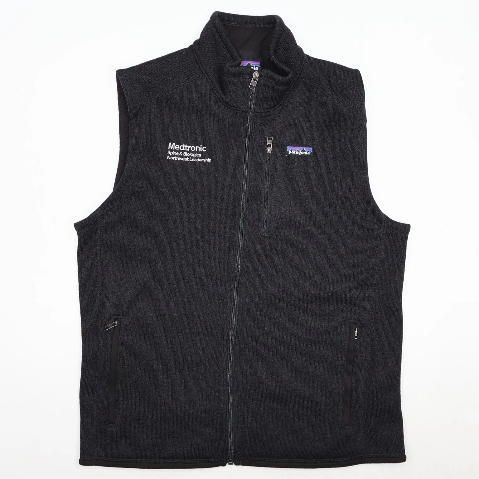 Patagonia Men's Vest Large Black Polyester Fleece Insulated Logo Company