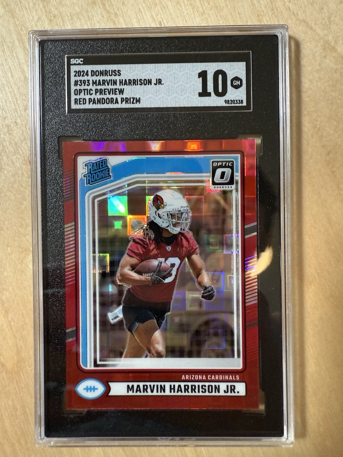 2024 Donruss Marvin Harrison Jr. Optic Preview Red Pandora Rated Rookie SGC 10
