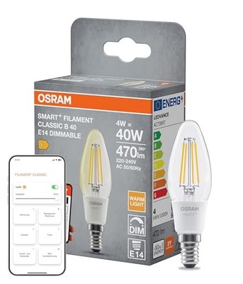 Osram SMART+ MATTER Filament Classic shapes Dimmable in B-Form, LED-Lampe,