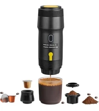 Portable 3-in-1 Coffee Machine - Compatible w/Pods & Ground Coffee Travel