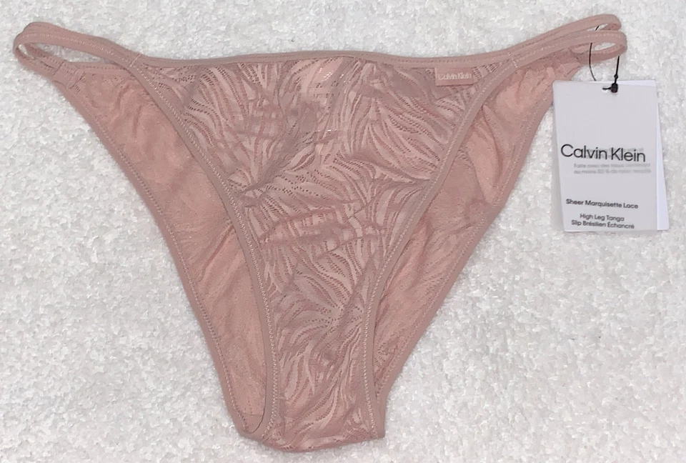 Tanga CALVIN KLEIN Pura Marquisette Tirantes Rosa Suave Panty Descarado XS L XL Foto 2 de 4