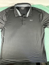 Under Armour The Playoff Polo Golf Stretch Performance Striped Black Mens 2XL