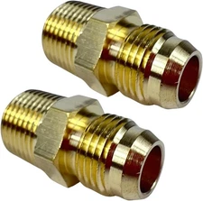 2pcs Brass Flare Union Fitting 3/8" Flare x 3/8" NPT Male Gas Adapter Connector
