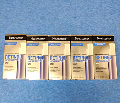 5X - Neutrogena Rapid Wrinkle Repair Retinol Night Moisturizer 1oz *Lot of 5*