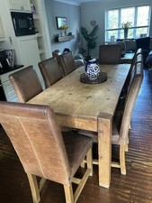 8 Real Leather Solid Wood Dining Room Chairs