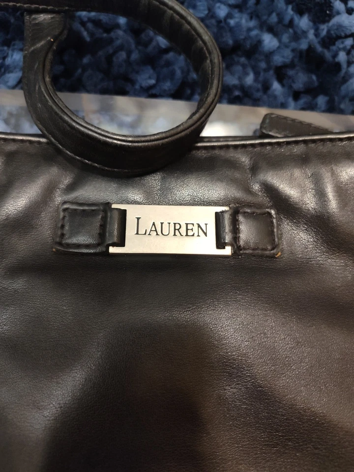 Bolso de mano de cuero Lauren Ralph Lauren cartera montura negro Foto 2 de 4
