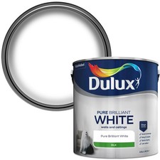 10 x   Dulux 2.5L Silk Paint Pure Brilliant White Emulsion COLLECTION ONLY 4.00 per litre