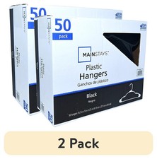  2 pack Plastic Clothes Hangers - 50 Pack, Lightweight  Durable - Black