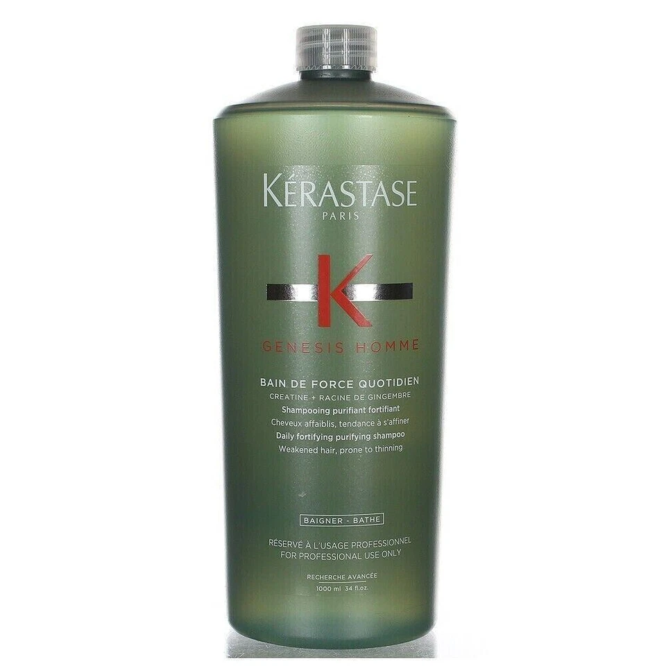 W Pump Kerastase Genesis Homme Bain De Force Quotidien 34oz/1000ml PRO para HOMBRE Foto 3 de 3