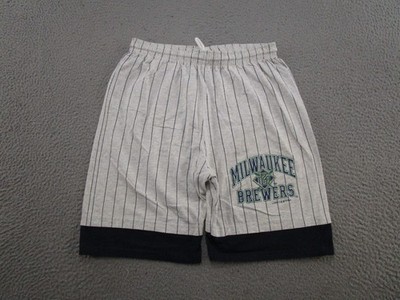 VTG 90s Milwaukee Brewers MLN Baseball Pinstripe Elastic Shorts Size M USA Made