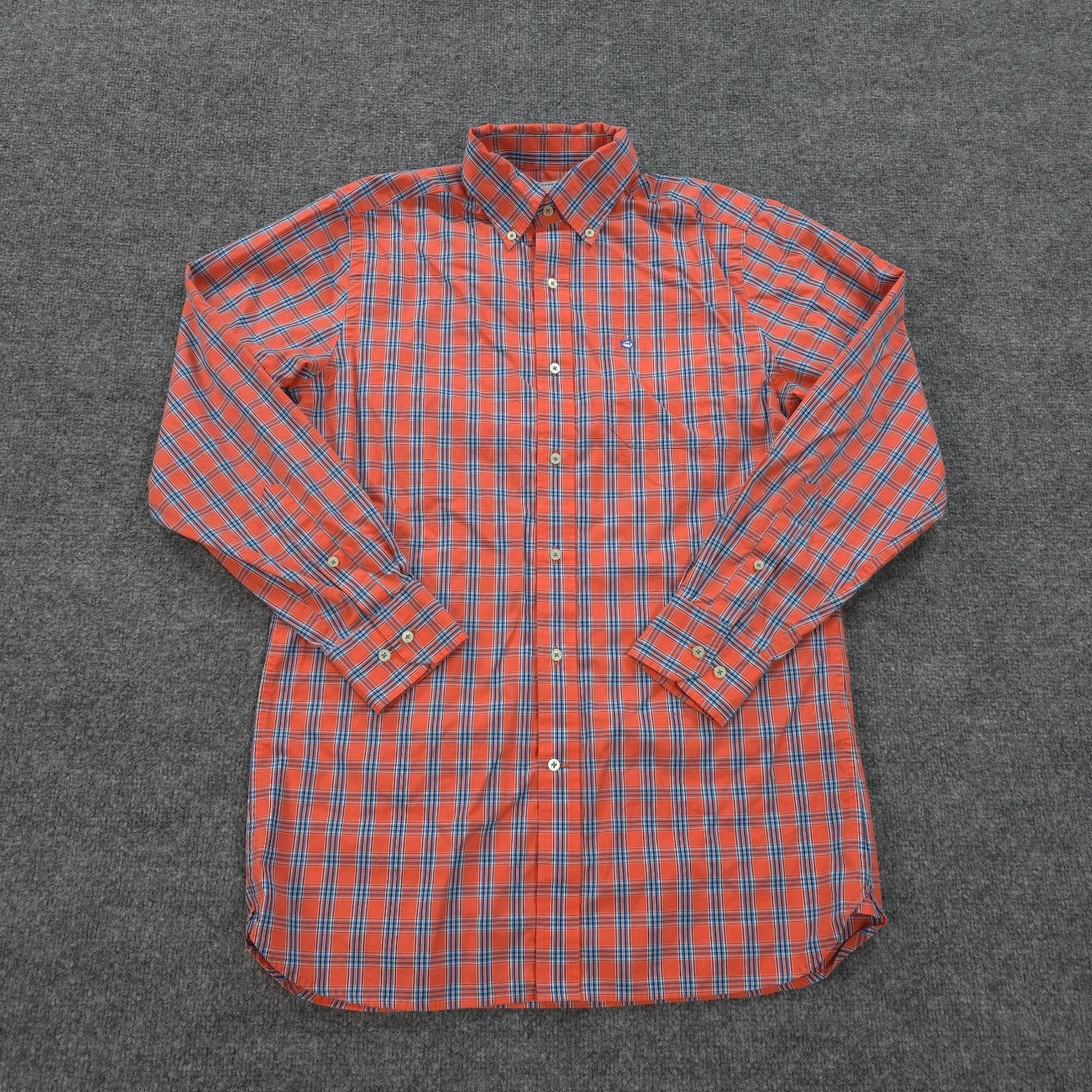 Southern Tide Shirt Mens Small Orange Plaid Skipjack Casual Preppy Beach Surfer
