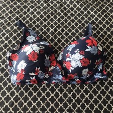 Nautica Intimates Womens Floral Soft Breathable Blue Wire Free Bra 40D AB17