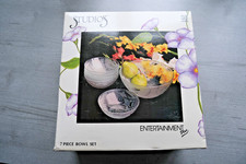 NEW Vintage Studios 7 piece glass bowl set - F1oral pattern - 1 large, 6 small