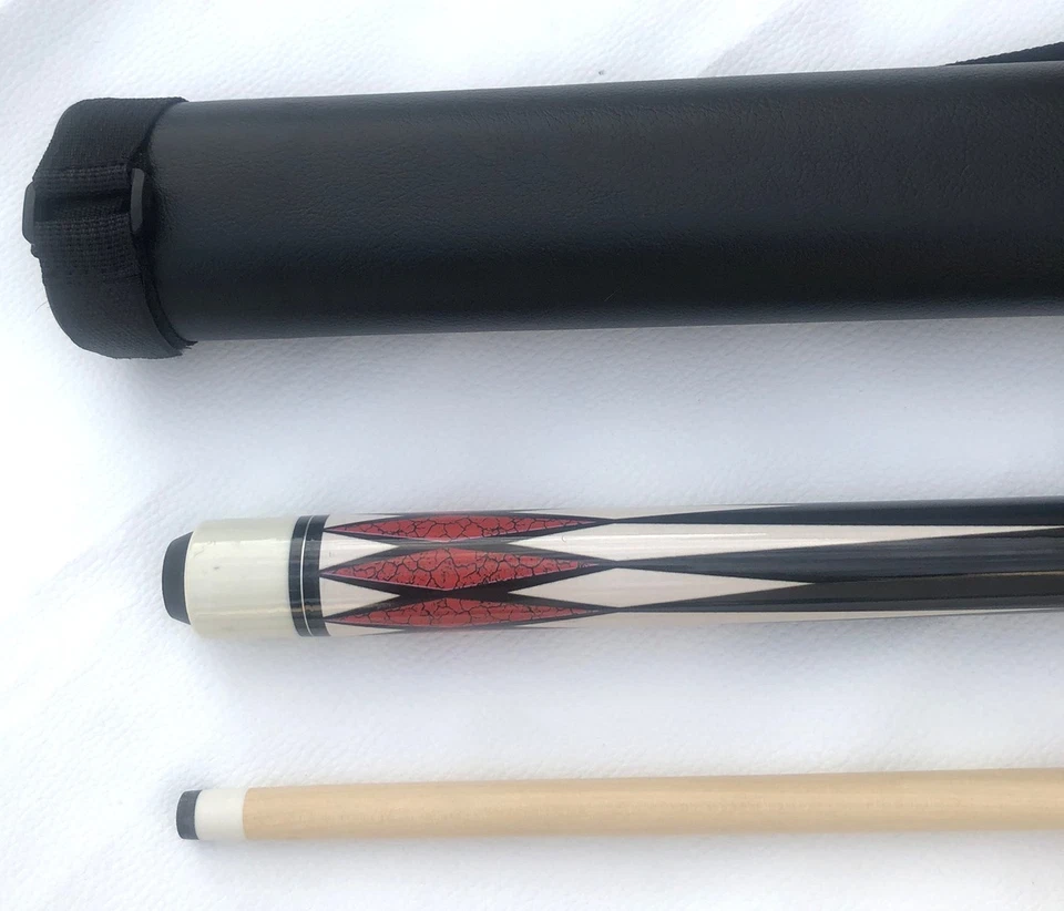 Billard Queue Kö Zweiteilig Schwarz-Rot + 13 mm Profi Leder 146 cm + Köcher 1+1 - Bild 4 von 4