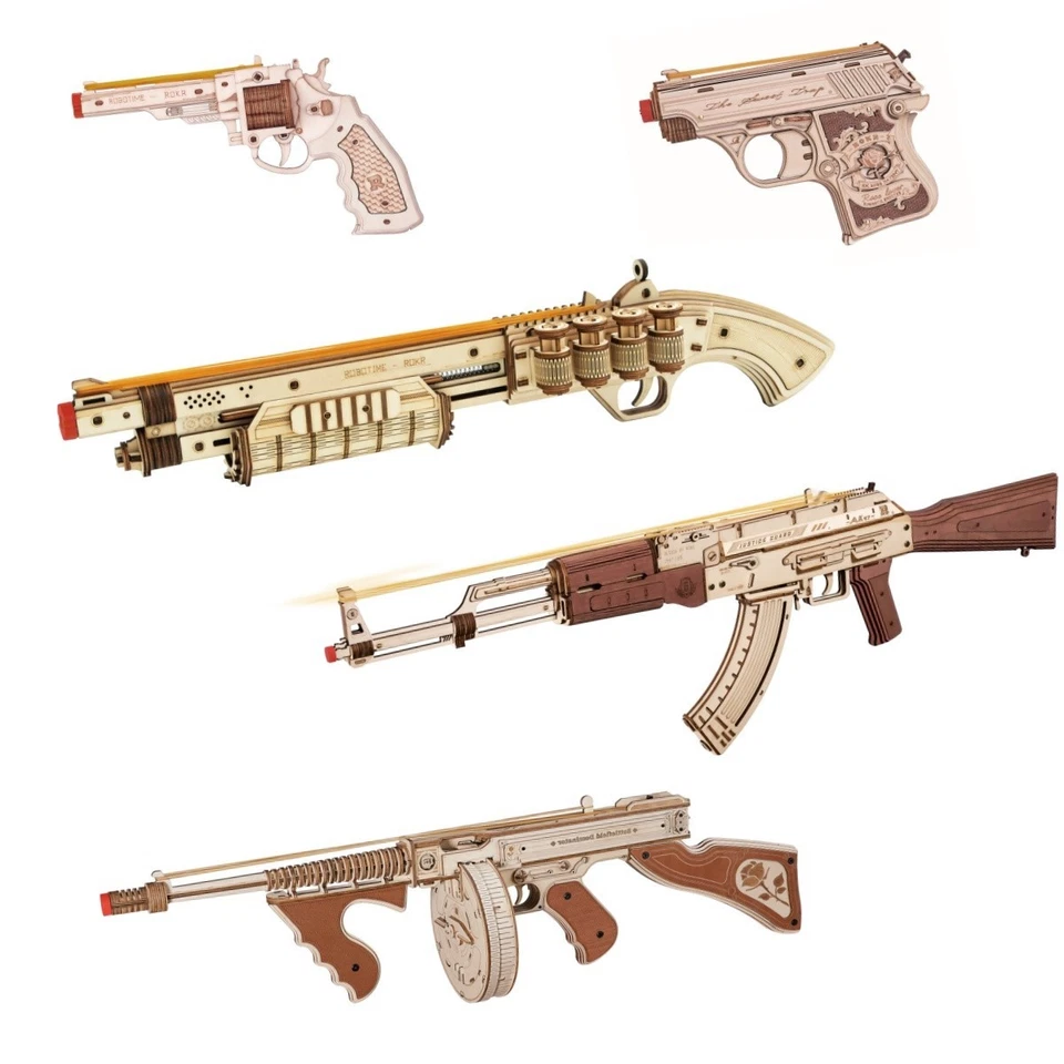 ROKR 3D Wooden Puzzles Gun Model Kits Jigsaw Puzzles Building DIY Toy Xmas Gifts - Image 3 of 4