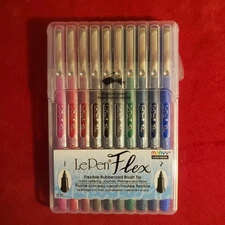Marvy Uchida Le Flex 10 Piece Set Writing Pen, Primary Colors,4800-10A FREE SHIP
