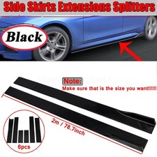 Black 2m Car Side Skirts Extension Splitter For Vauxhall Corsa Astra VXR H 78.7"