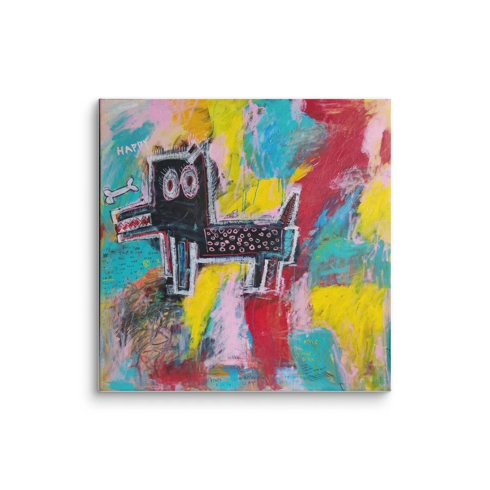 Arte folclórico extraño perro pintura impresión lienzo mascota decoración de pared Foto 2 de 4