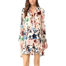 Alice + Olivia Moran Prisma Floral Burnout Dress Silk Blend Ruffle Medium