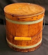 CUBO ABETO de madera primitivo tapa bandas de metal mango de alambre agitador 8" de alto