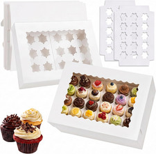3 Pack Mini Cupcake Boxes with Window 14X10X4 Inch 24 Counts