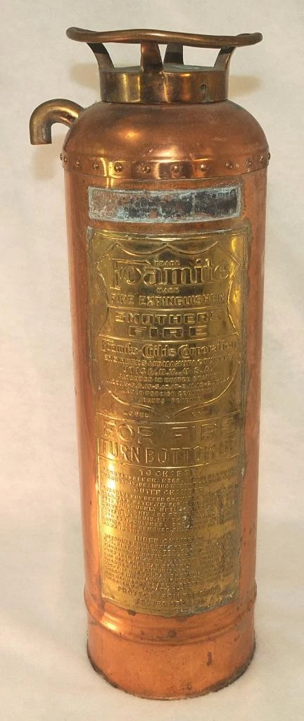 Vintage ~ Foamite Fire Extinguisher Copper / Brass Antique Fireman