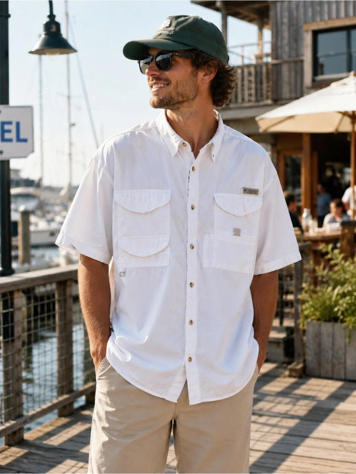 Columbia PFG White Fishing Shirt XL Vented Short Sleeve Button Front